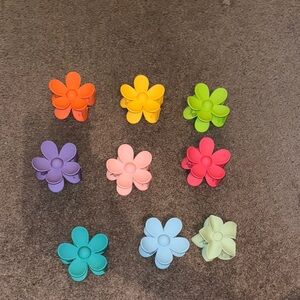 Vibrant Matte Floral Hair Clip Collection